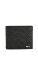 Monogram-structure wallet with logo trim