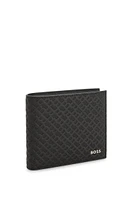 Monogram-structure wallet with logo trim