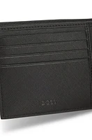 Monogram-structure wallet with logo trim