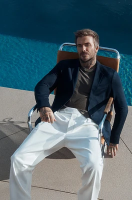 BECKHAM x BOSS blazer a melange cotton blend