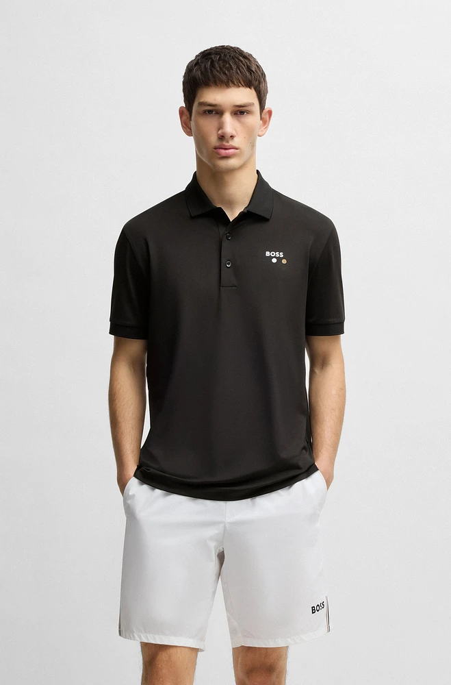 Paddy stretch-piqué polo shirt with logo detail