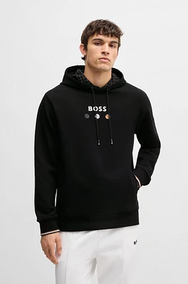 Cotton hoodie with tennis artwork
