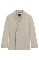 Double-breasted blazer micro-patterned wool