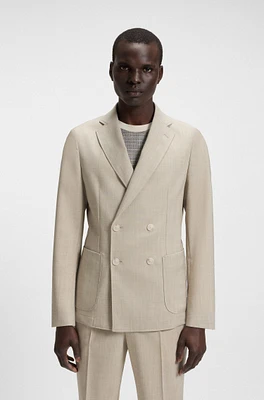 Double-breasted blazer micro-patterned wool