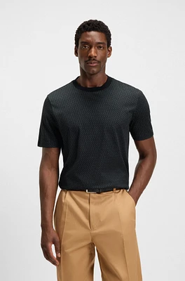 Mercerized-cotton T-shirt with two-tone monograms