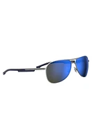 Sporty metal sunglasses with blue accents