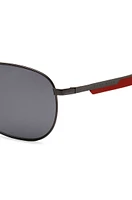 Sporty metal sunglasses with mixed-material temples