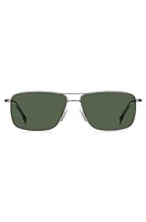 Double-bridge sunglasses with green lenses