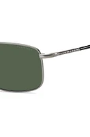 Double-bridge sunglasses with green lenses