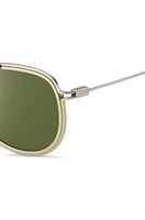 Double-rim sunglasses in gold and silver effects