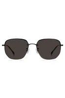 Half-rim sunglasses in black titanium and metal