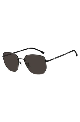 Half-rim sunglasses in black titanium and metal