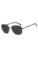 Half-rim sunglasses in black titanium and metal