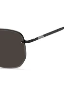 Half-rim sunglasses in black titanium and metal