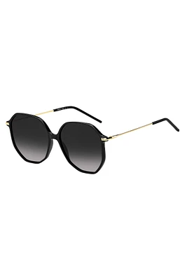 Black-acetate sunglasses with tubular temples