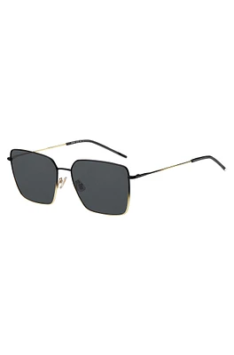 Tubular-temple sunglasses with black-gold gradients