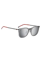 Gray-acetate sunglasses with red accents