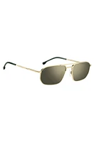 Gold-tone sunglasses with tubular temples