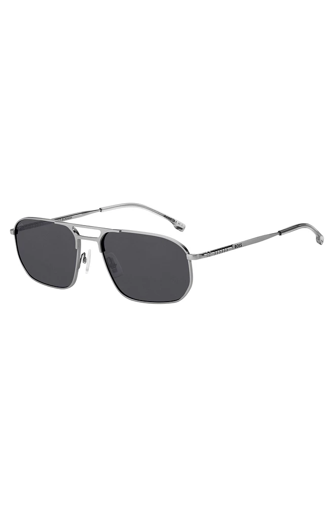 Silver-tone sunglasses with tubular temples