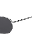 Silver-tone sunglasses with tubular temples