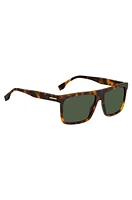 Rectangular Havana-acetate sunglasses with gold-tone trims