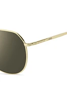 Gold-tone sunglasses with tubular temples