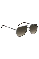 Silver-tone sunglasses with Havana-acetate end-tips