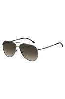 Silver-tone sunglasses with Havana-acetate end-tips