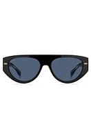 Bio-acetate black sunglasses with patterned rivets