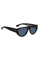 Bio-acetate black sunglasses with patterned rivets