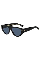 Bio-acetate black sunglasses with patterned rivets