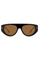 Black bio-acetate sunglasses with lasered-logo temples