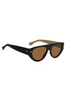 Black bio-acetate sunglasses with lasered-logo temples