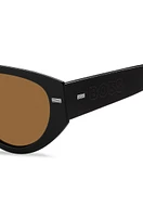 Black bio-acetate sunglasses with lasered-logo temples