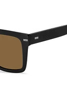 Black bio-acetate sunglasses with large temple logo