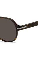 Double-bridge sunglasses in Havana acetate with signature hardware