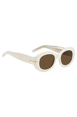 White-acetate sunglasses with signature gold-tone detail