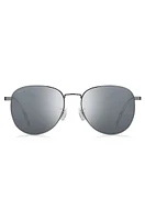 Steel sunglasses with branded beta-titanium temples