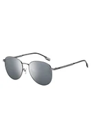 Steel sunglasses with branded beta-titanium temples