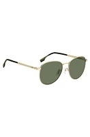 Gold-tone sunglasses with titanium temples