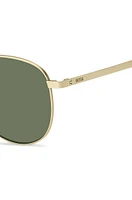 Gold-tone sunglasses with titanium temples