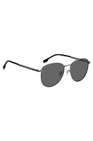 Steel and beta-titanium sunglasses with black end-tips