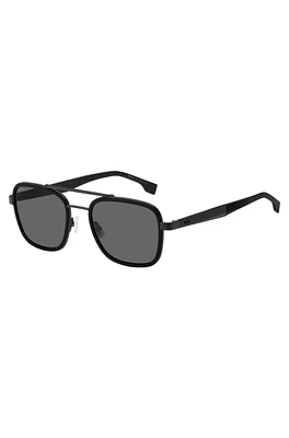 Carbon-fiber sunglasses in black with double bridge