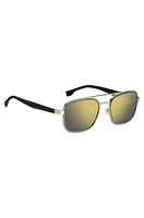 Carbon-fiber sunglasses with gold-tone frames