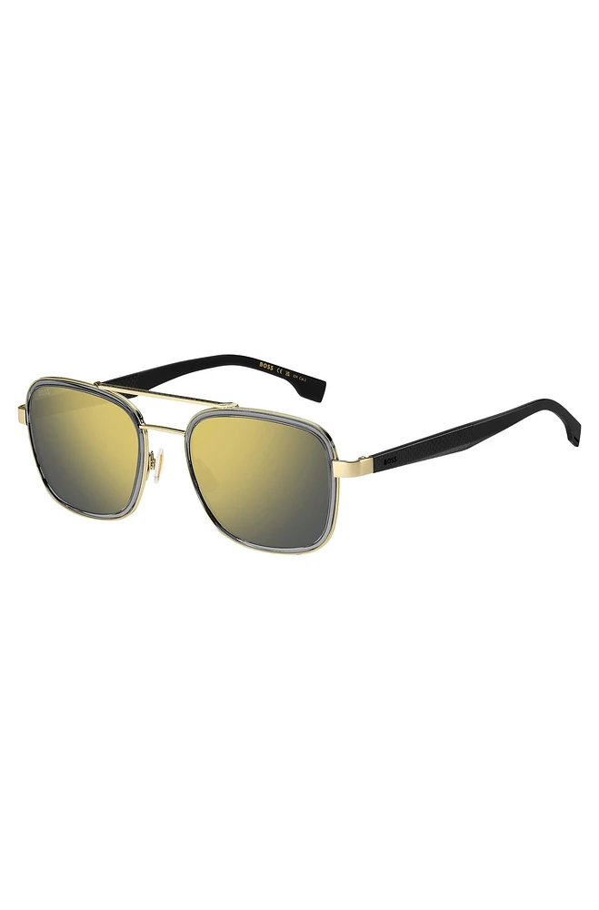 Carbon-fiber sunglasses with gold-tone frames