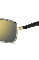 Carbon-fiber sunglasses with gold-tone frames