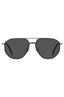 Double-bridge sunglasses in black steel with signature hardware