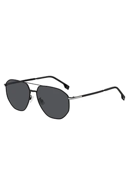 Double-bridge sunglasses in black steel with signature hardware