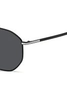 Double-bridge sunglasses in black steel with signature hardware