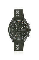 Chronograph watch with branded silicone strap